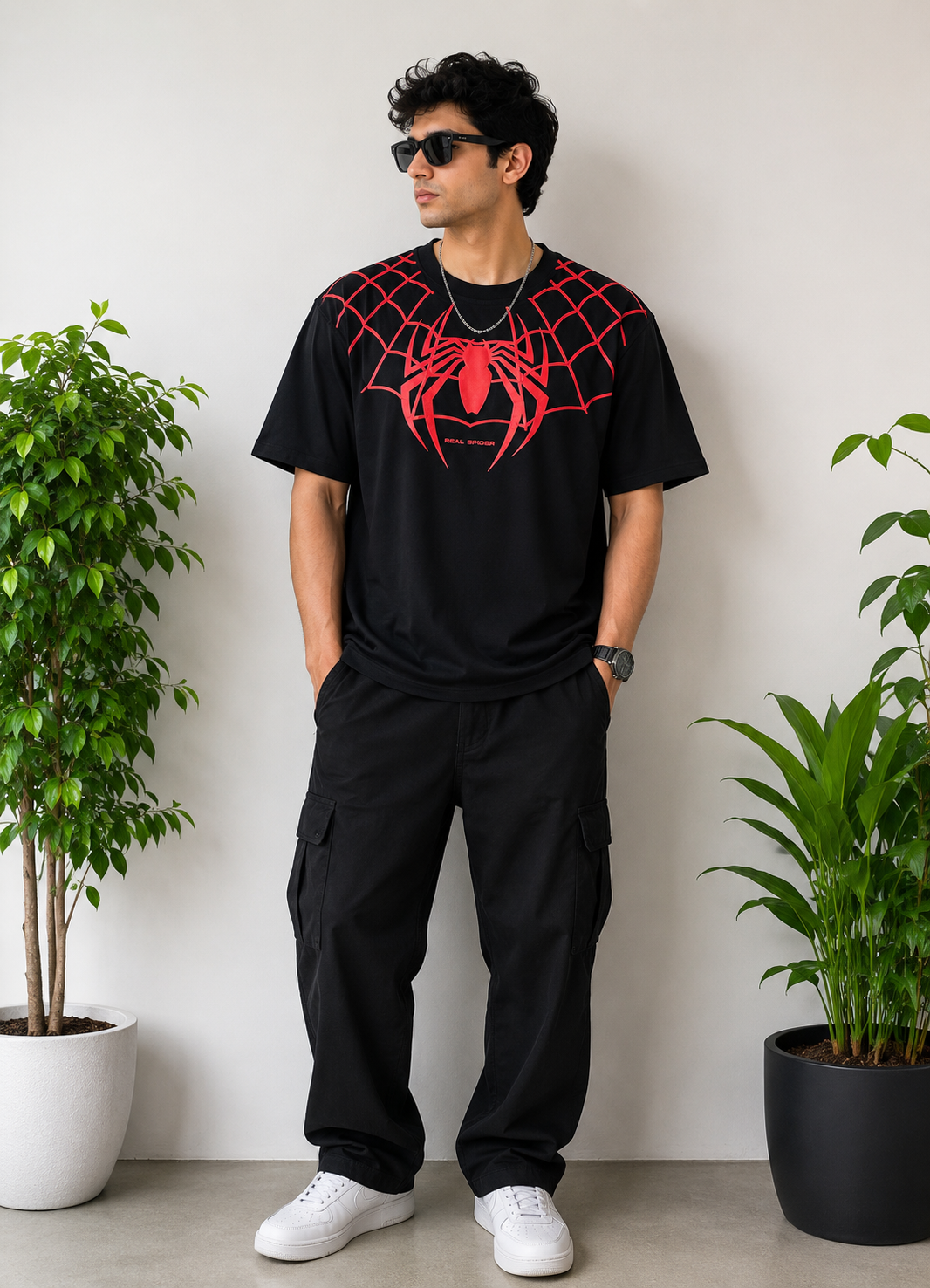 Spider puff black T-shirt
