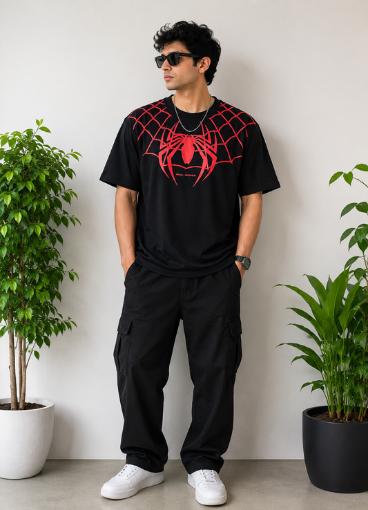 Spider puff black T-shirt