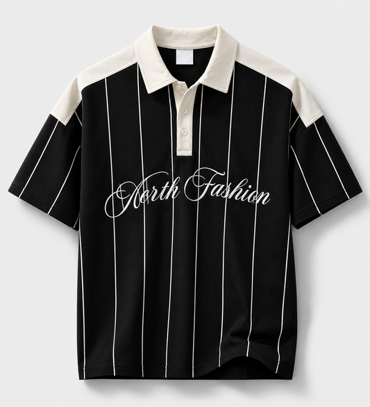 Black polo collar T-shirt